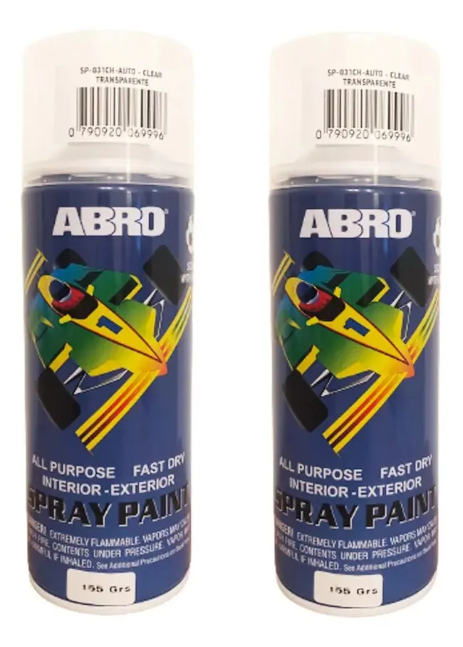 Verniz em spray acrílico transparente da marca Abro X 165 gr