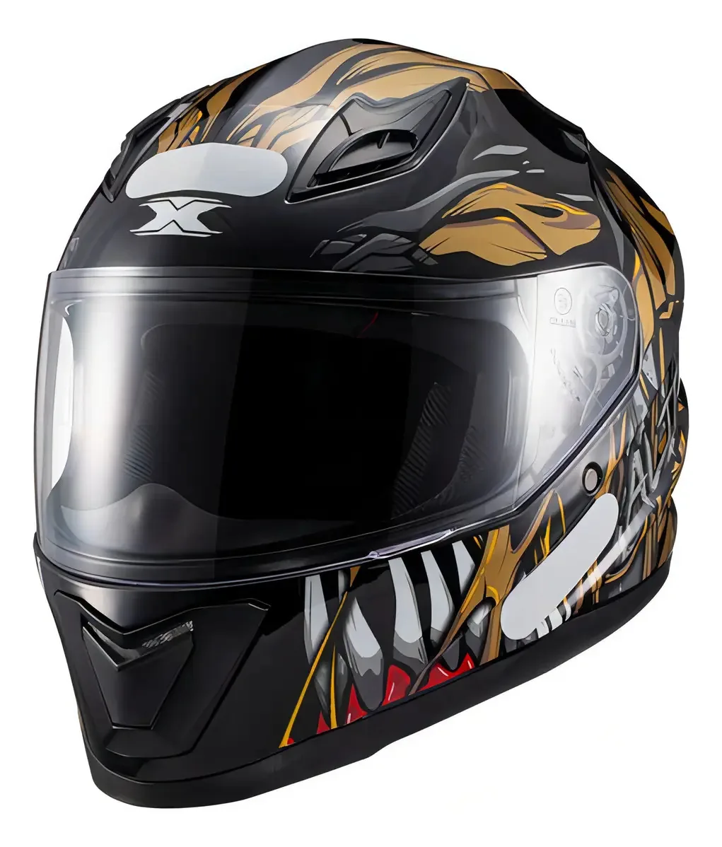 Capacete Texx Hawk Alien Dourado E Preto 60