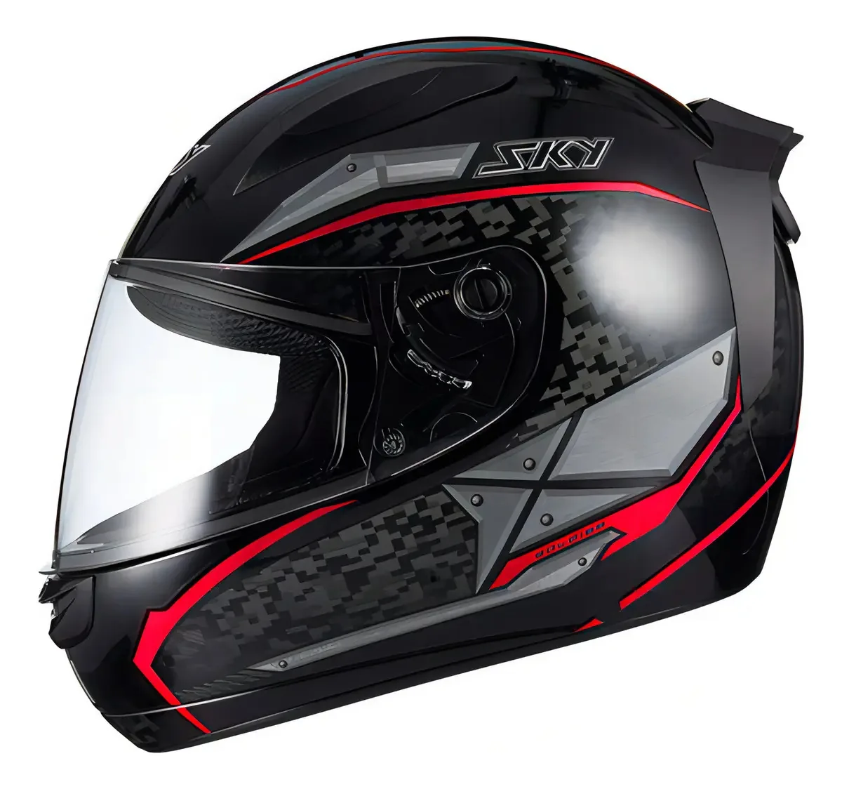 Capacete Sky Two Soldier Preto Fosco Transf Vermelho 58