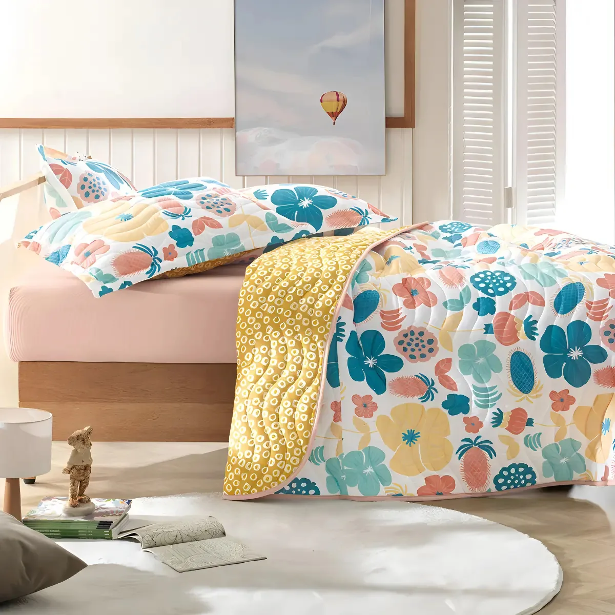 88cm X 1,88m X 30cm Jg Roupa Cama Simples Mundo Kids 180 Fios Folk Art