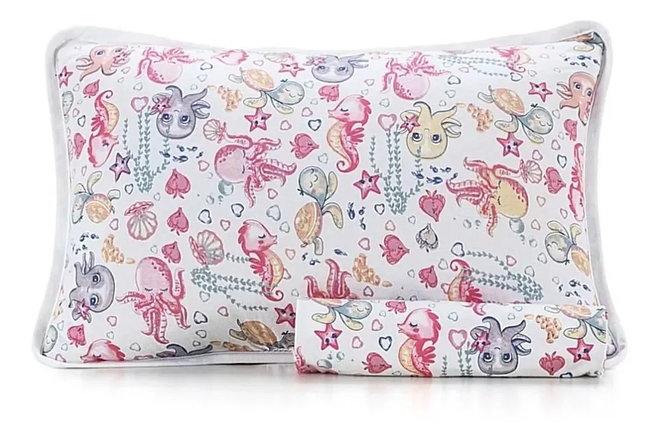 Jogo Cama Altenburg Mundo Kids Malha 2 Pcs Pink Sea Solt