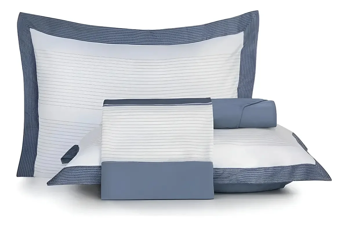 Jogo Cama King 300 Fios Altenburg Mare Azul