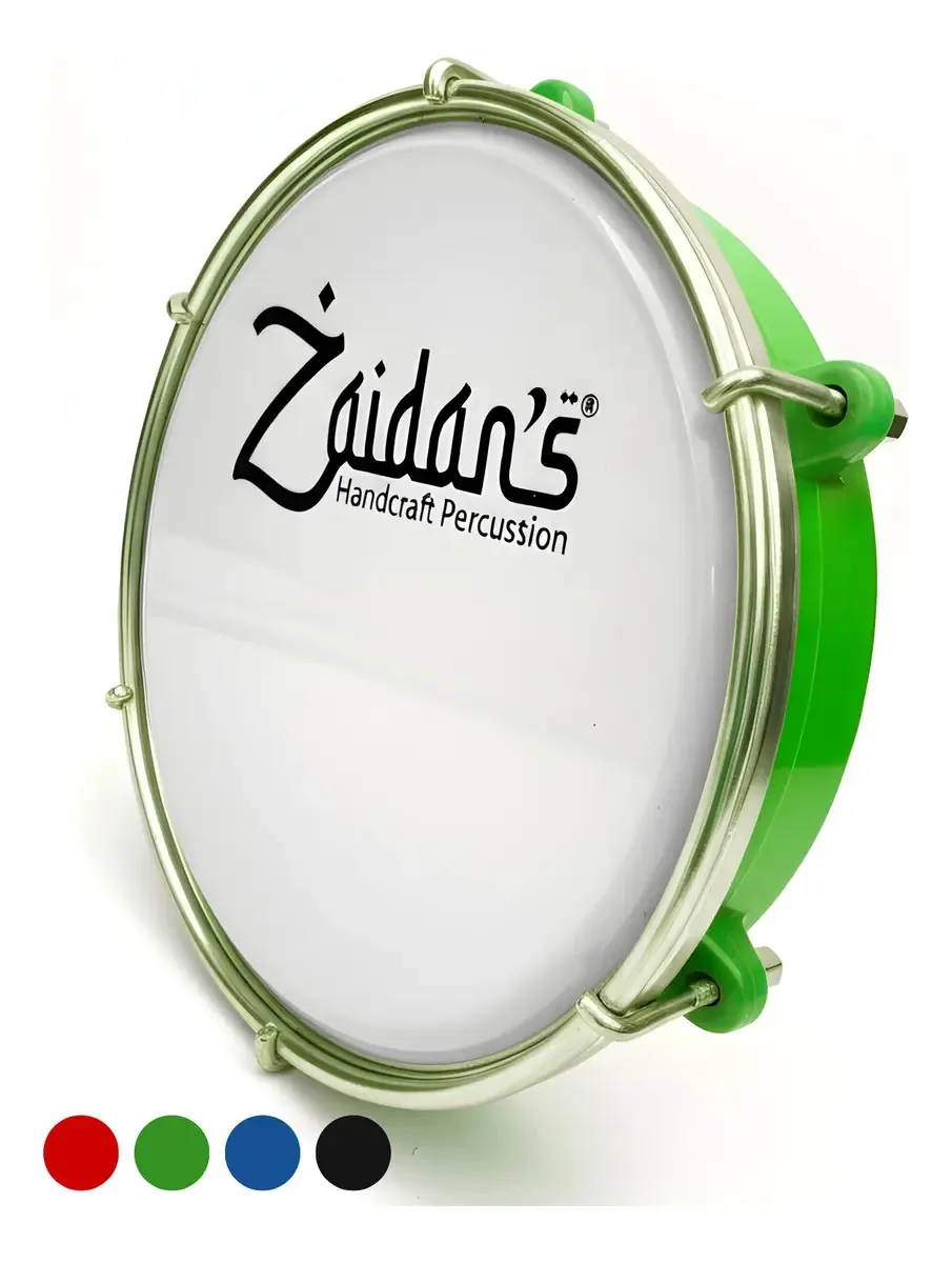 Tamborim 6 Polegadas Abs Zaidan's Pele Leitosa Samba Ensaios Percussão Verde