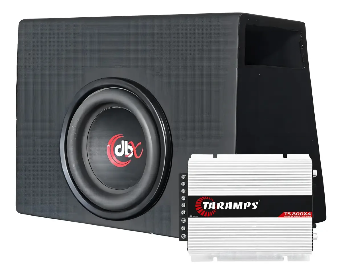 Subwoofer 8" DBX e Módulo Taramps TS800 de 800W para Som Automotivo