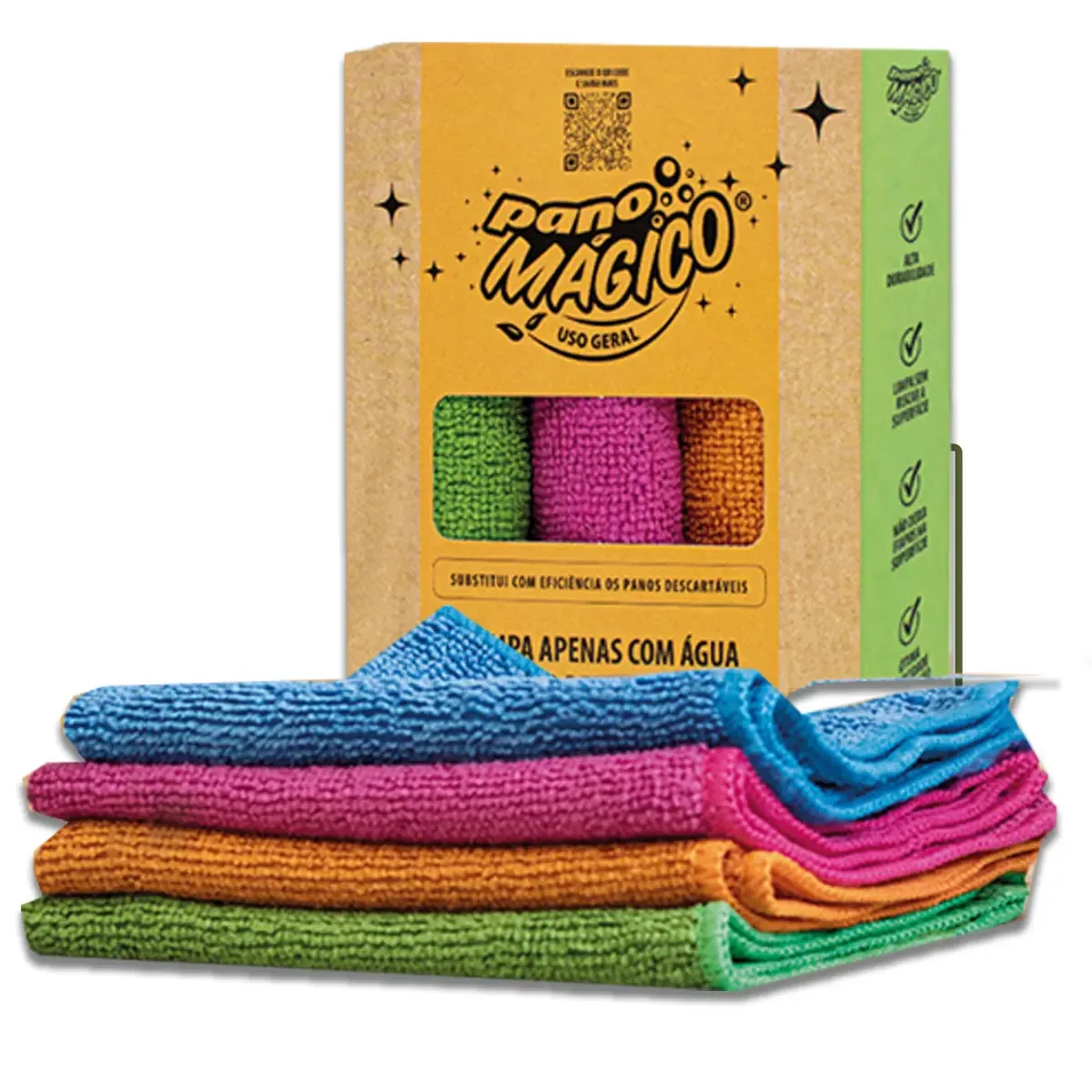 Kit 3 Panos Mágicos Ákora Microfibra para Limpeza Vidro 30x30cm