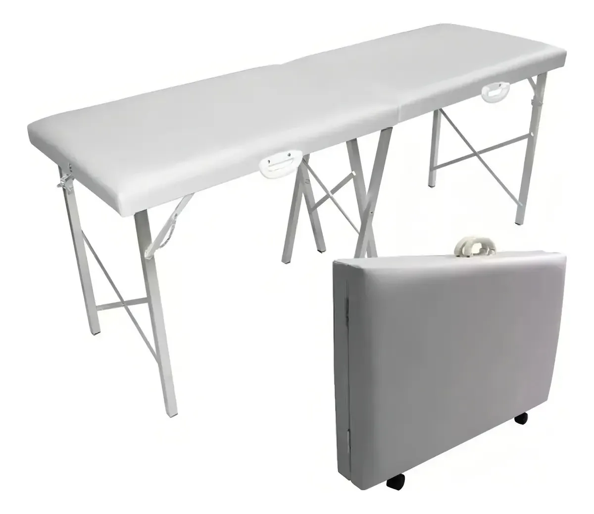 Maca Dobravel Portatil Maleta Estetica Depilação Massagem Cor Branco