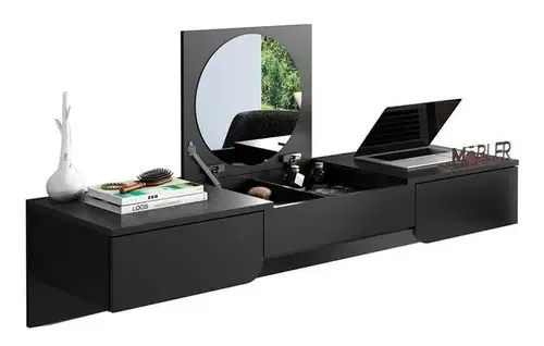 Escrivaninha Penteadeira Suspensa Elegance- Mobler Cor Preto