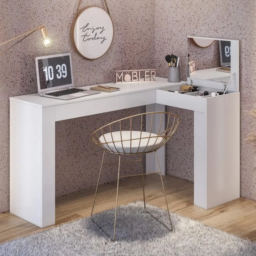 Escrivaninha Com Camarim Stela Belaflex Cor Branco Fosco