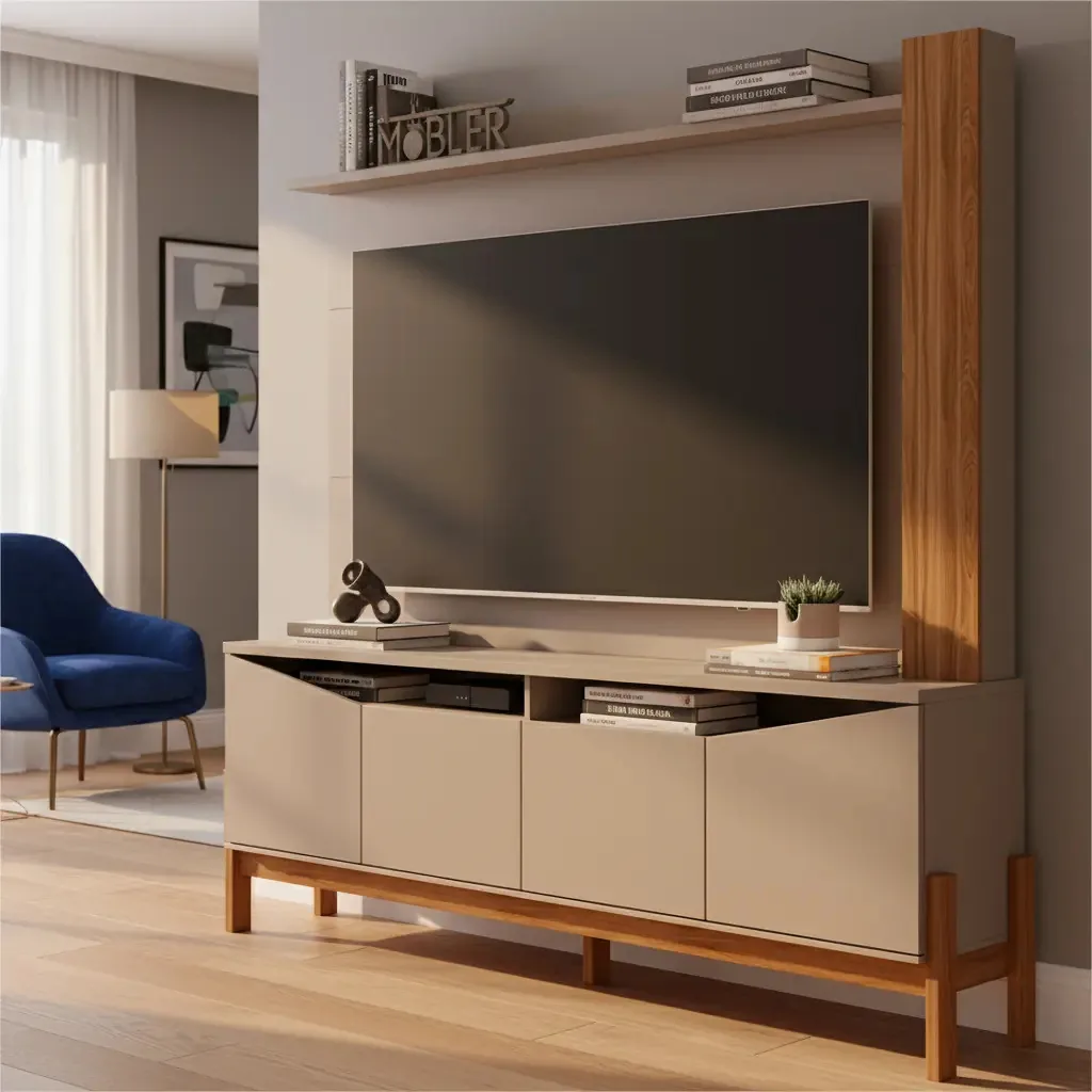 Home Para Tv Até 70 Mobler Mdp/mdf Alaska Cor Grigio/cinamomo