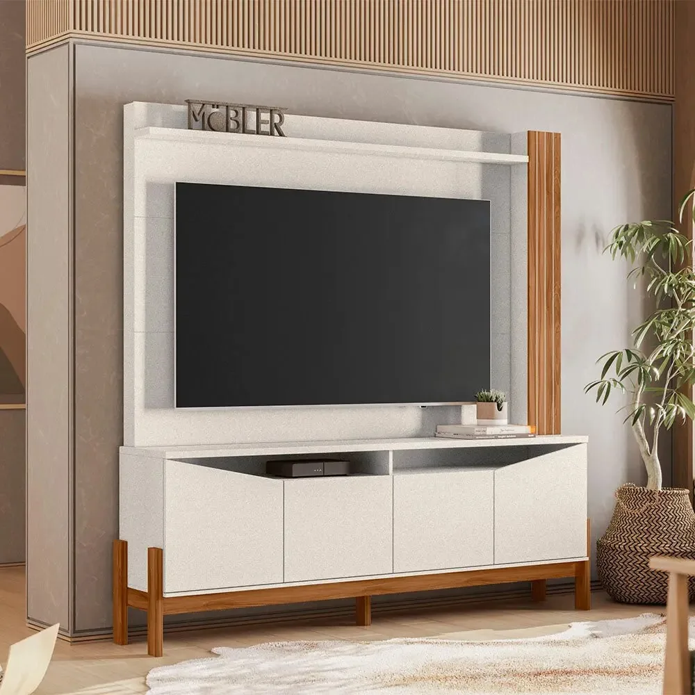 Home Para Tv Até 70 Mobler Mdp/mdf Alaska Cor Perola/cinamomo