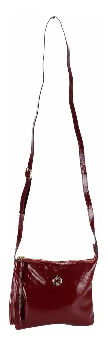 Bolsa Transversal Couro Verniz Vermelho 1880 Classe Couro