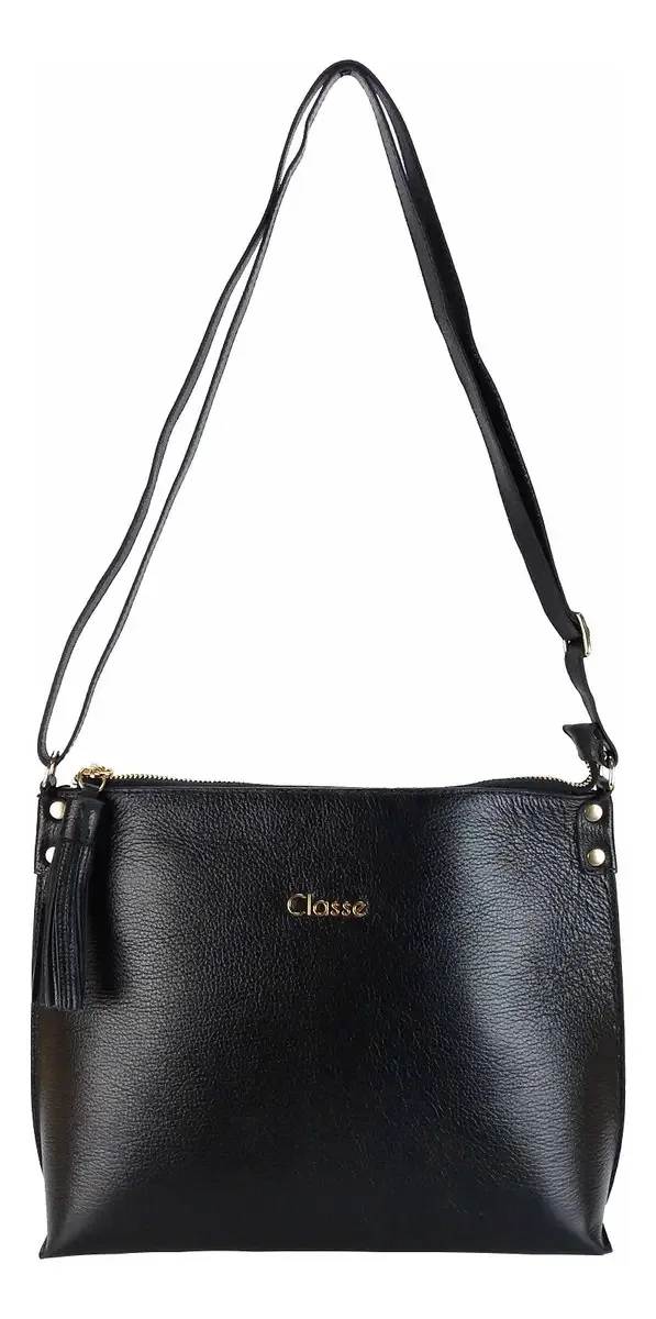 Bolsa Feminina Transversal Preto 2367 Classe Couro