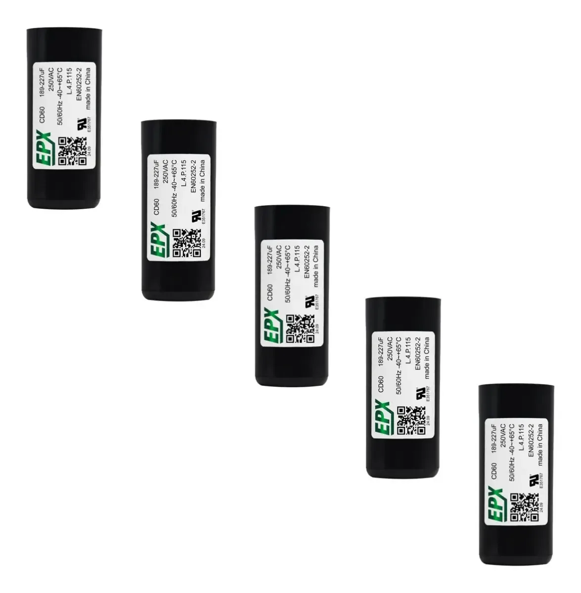 Kit 5 Capacitores De Partida Eletrolitico 189-227uf 250v