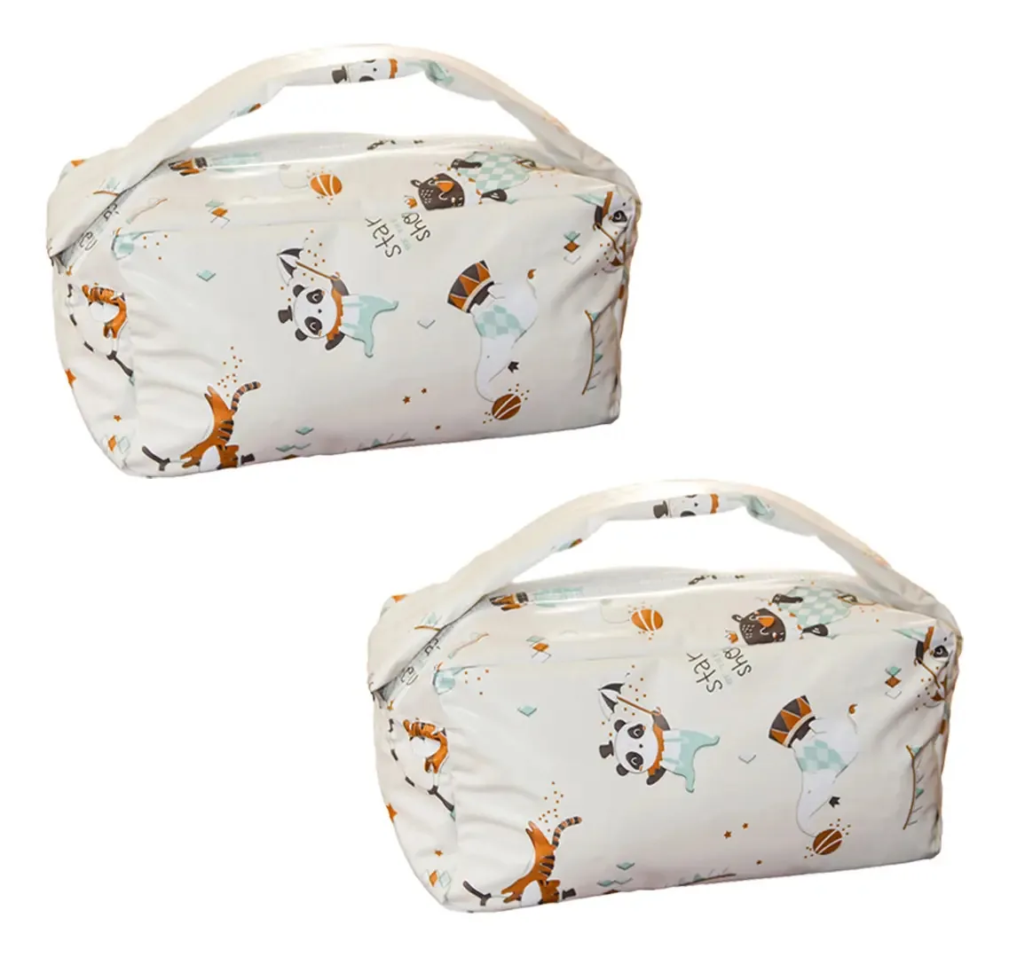 Kit 2 Bolsas Lancheiras Térmicas Circus C/ Zíper 2,78l Cor Circo Bege