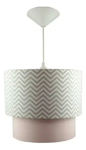Pendente Duplo Chevron Cinza Com Rosa Bebe