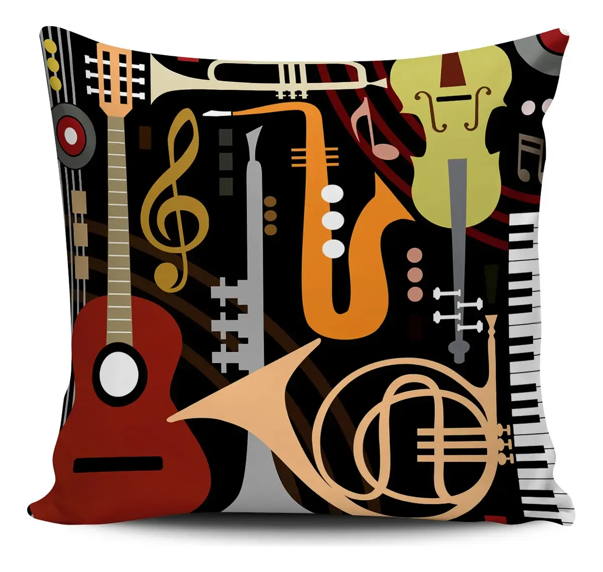 Almofada Instrumentos Musicais Vintage 42x42cm Enchimento