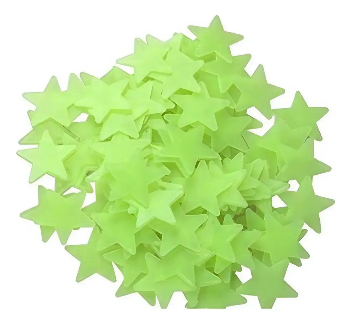 Kit Estrela Fluorescente Adesivo Verde 100 Unidades Decoração Teto