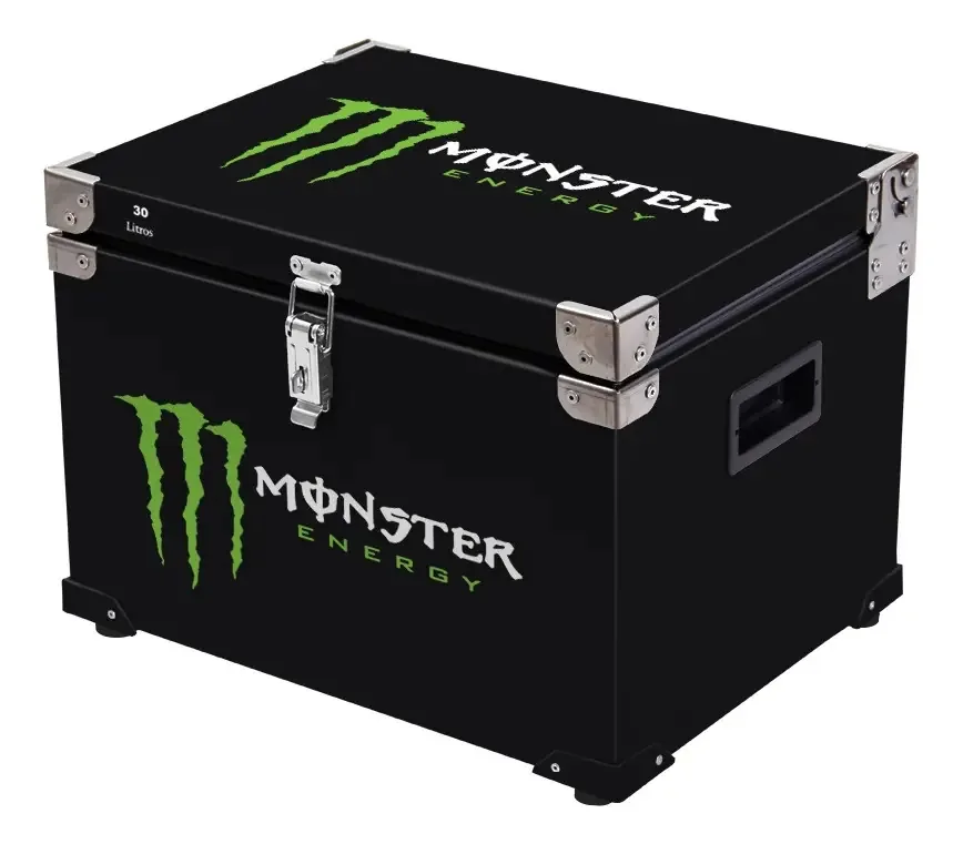 Caixa Térmicas Cooler 30 Litros Em Metal Preta Logo Monster