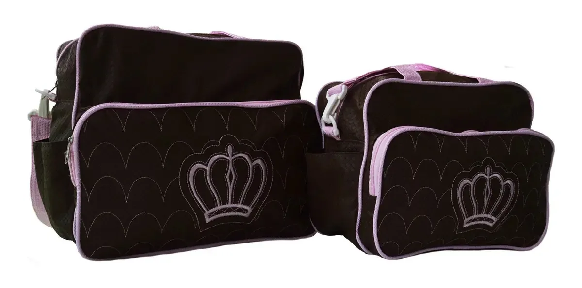 Bolsa Bebê Marrom Com Rosa Kit Maternidade Unissex 10ol08