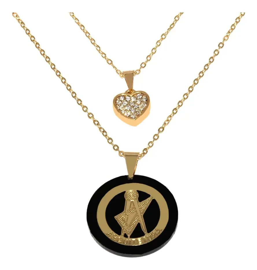 Colar Cordão Duplo Curso Arquitetura Folheado Ouro 18k