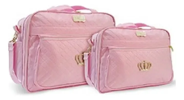Kit Bolsa Rosa Bebe Maternidade Menina Menino