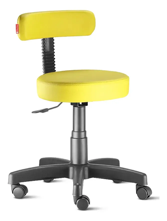 Mocho Com Encosto Slim Amarelo Para Clínicas