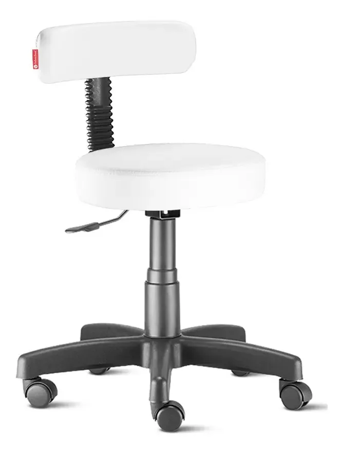 Mocho Com Encosto Slim Branco Para Clínicas