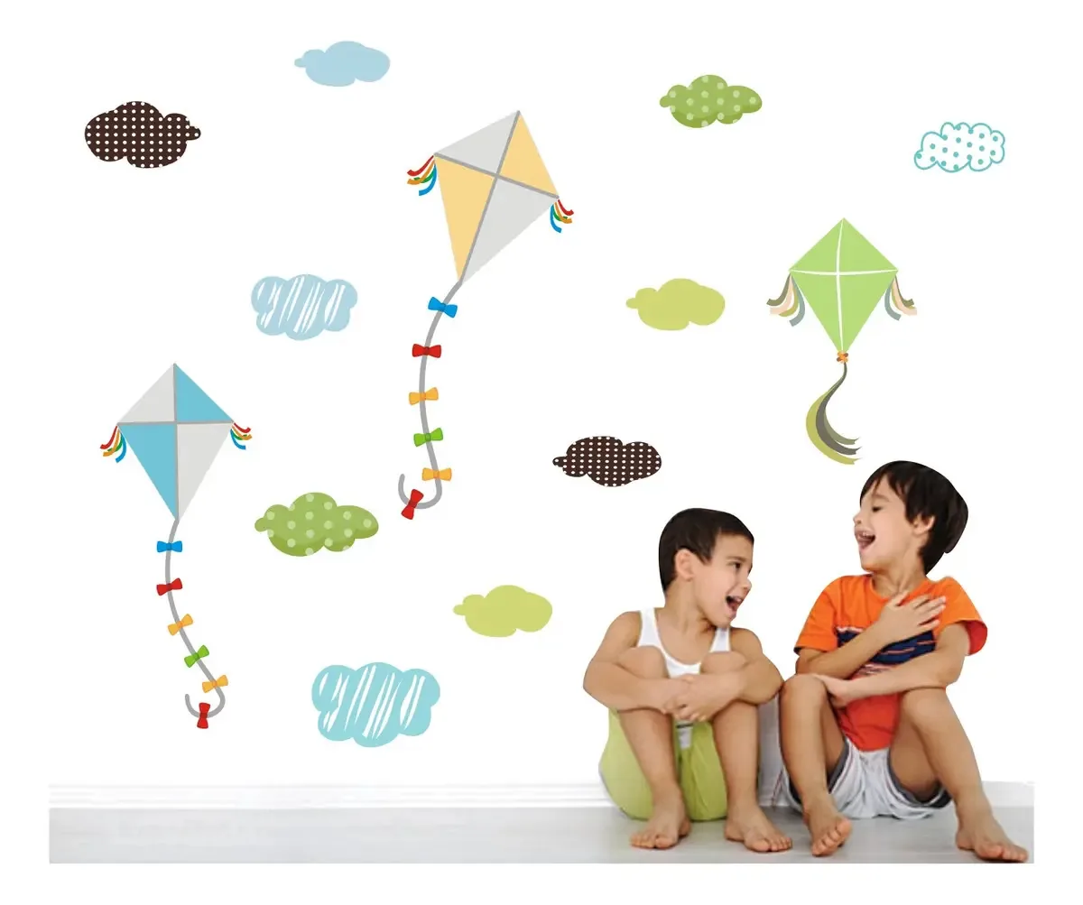 Adesivo De Parede Pipa Infantil E Nuvens Pipas M01