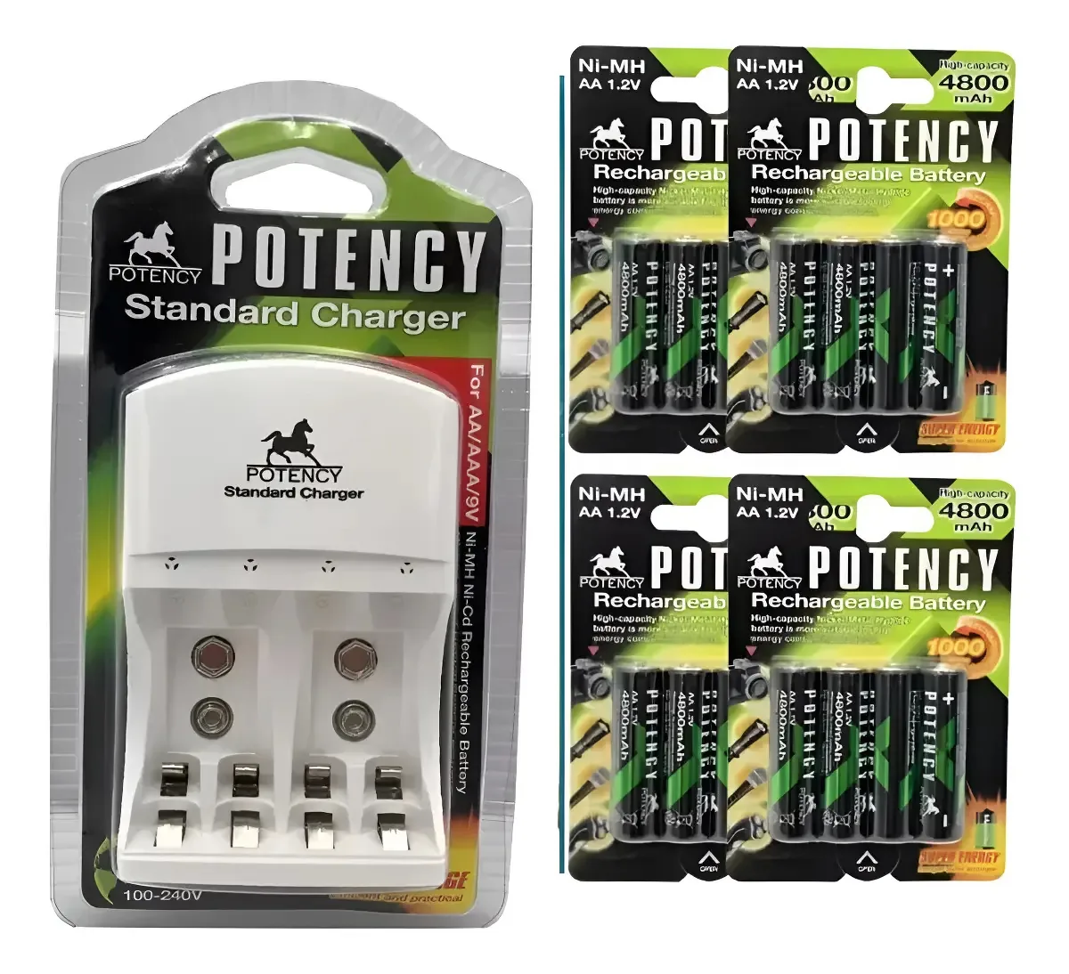 2 Carregador + 8 Pilhas Aa 4800mah + 8 Pilhas 2800mah