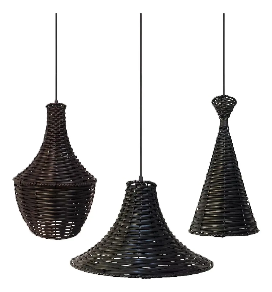 Kit 3 Pendentes Junco Tom Dixon Tabaco
