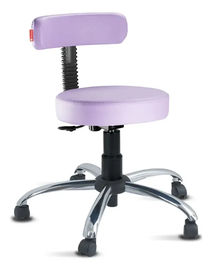 Mocho Cromado Com Encosto Roxo Para Clínias