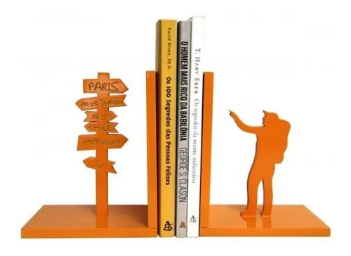 Organizador Separador Para Livros Bibliocanto Mochileiro Cor Laranja