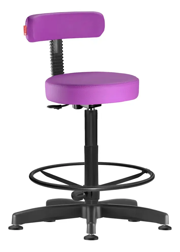 Mocho Caixa Alta Encosto Slim Lilás Para Clínicas