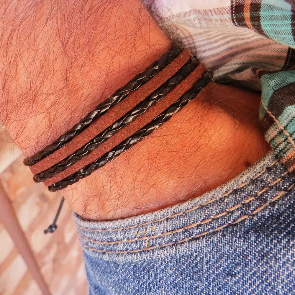 Kit 3 Pulseiras Masculinas Flor De Lis
