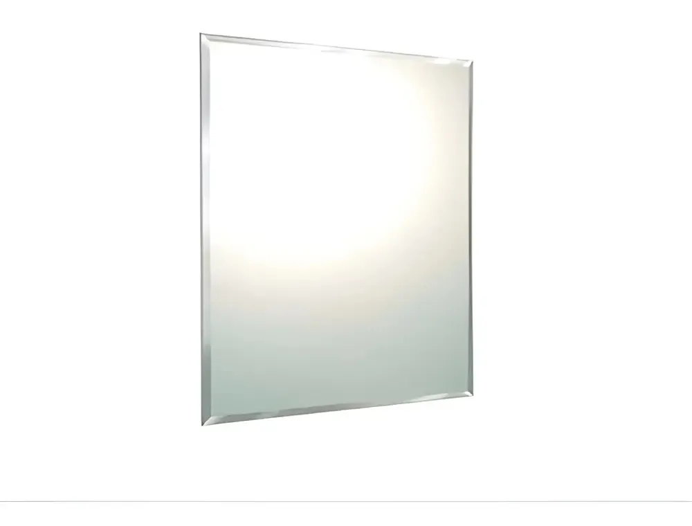 Espelho Quadrado 50cm Bisotê Para Casa Banheiro Com Suporte