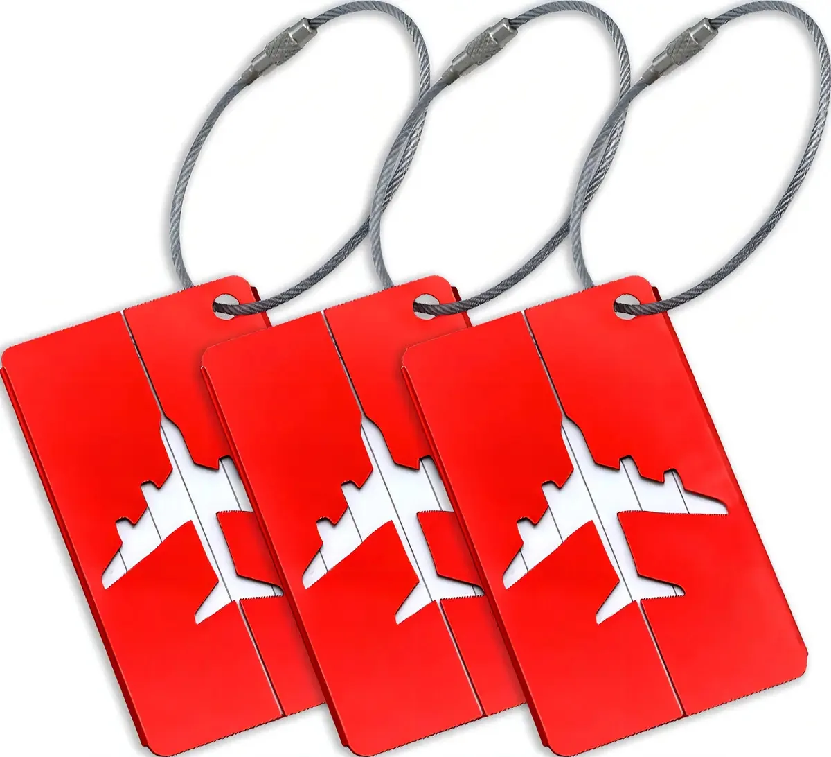 3 Tags Identificador Mala Marcador Bagagem Viagem Resistente Cor Vermelho