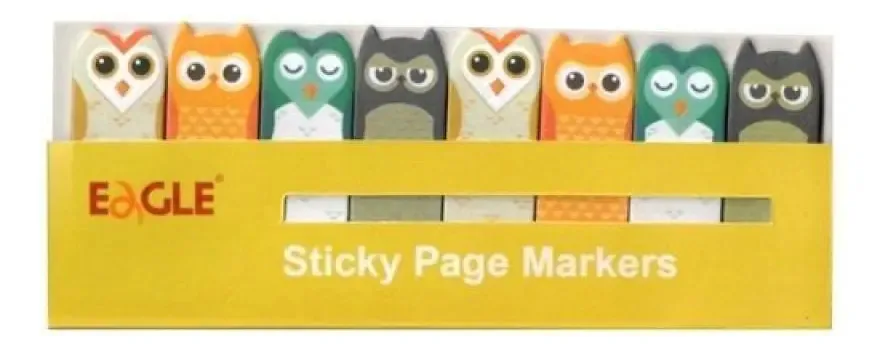 Marcador Pagina Adesivo Coruja 15 Folhas Multicolors Eagle