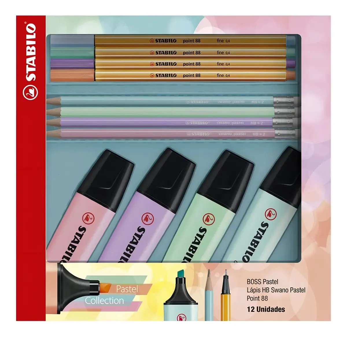 Kit Stabilo Pastel Collection: Canetas e Lápis (12 Unidades)