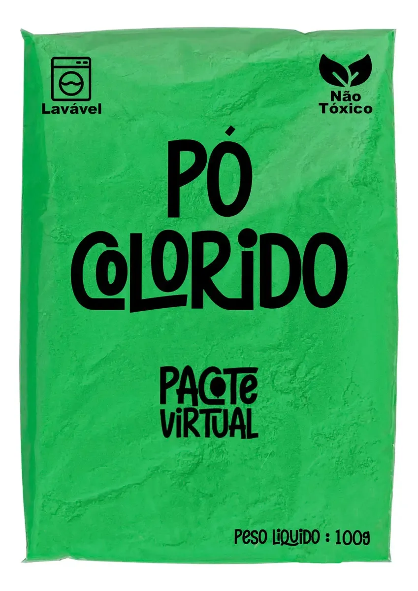 Tinta Em Pó Chá Revelação Foto Festa Holi Party Balão 100g Cor Verde