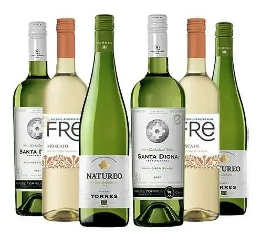 Kit Vinhos Brancos Sem Álcool Importados - 6 Garrafas 750ml