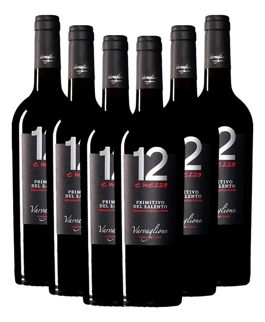 Kit 6 Vinhos Varv 12 E Mezzo Primitivo Del Salento Igp 750ml