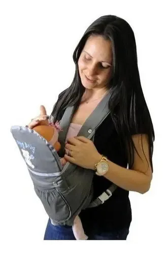 Baby Bag Canguru Carregador De Bebê Sling Cinza E Rosa