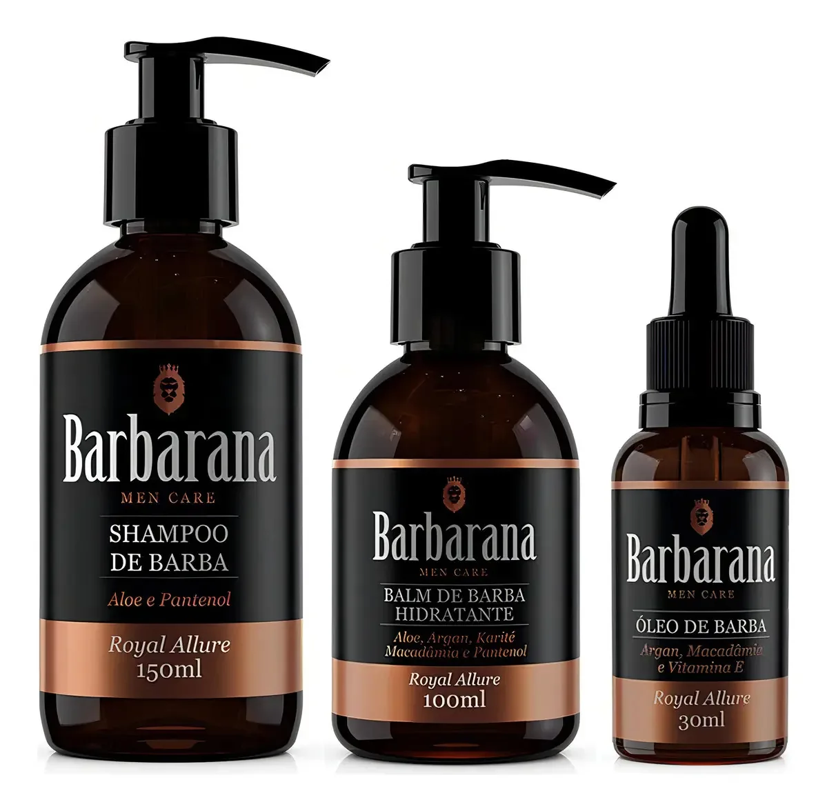 Kit Shampoo + Balm Hidratante + Óleo Para Barba