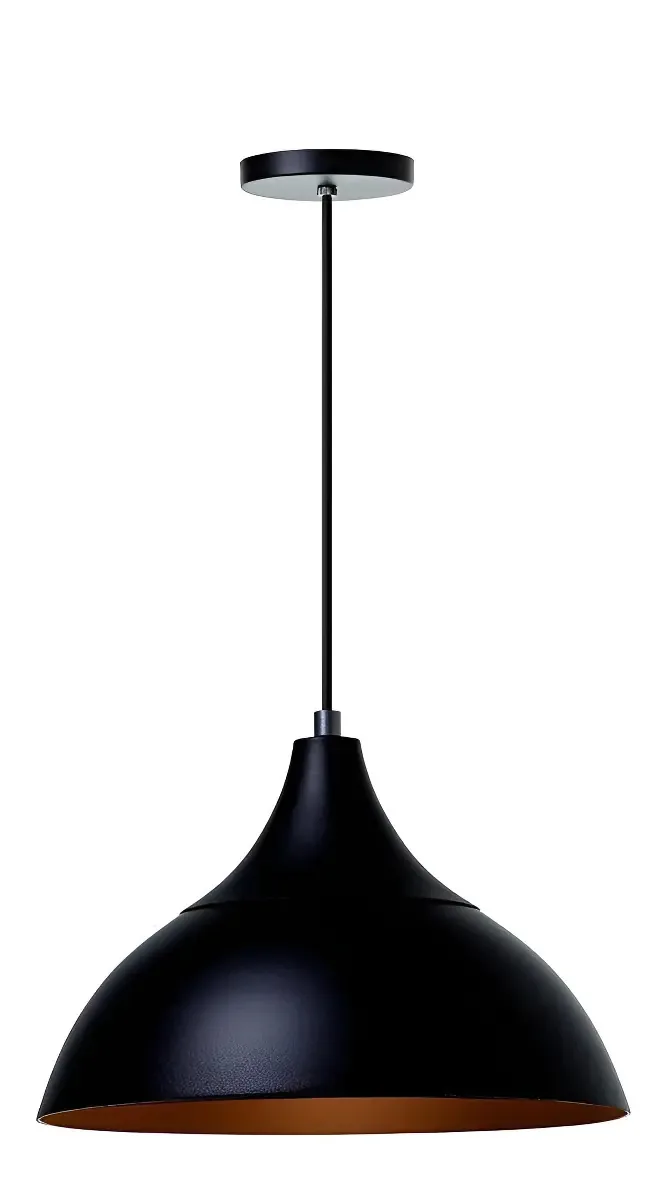 Lustre Pendente Panamá Preto Com Cobre Alumínio