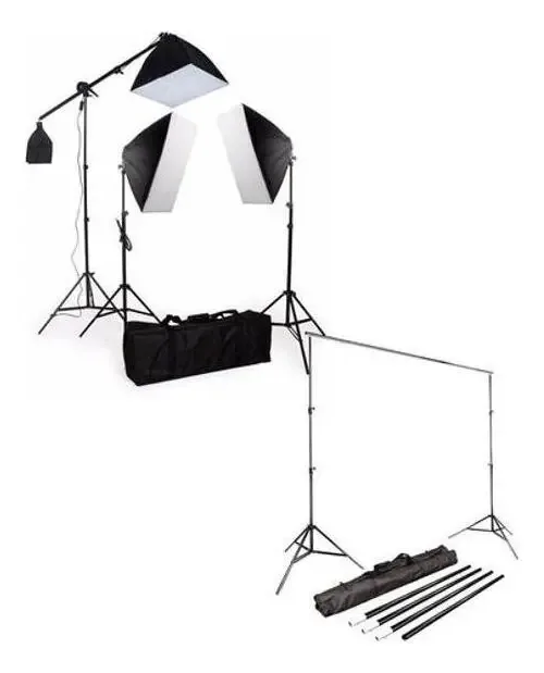 Kit Iluminação Estudio + Kit Fundo Infinito Estudio
