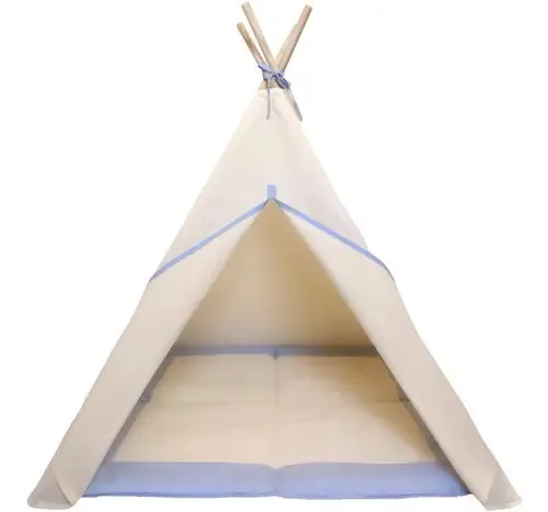 Cabaninha Infantil+tapete Acolchoao Azul Claro 135x90x90cm