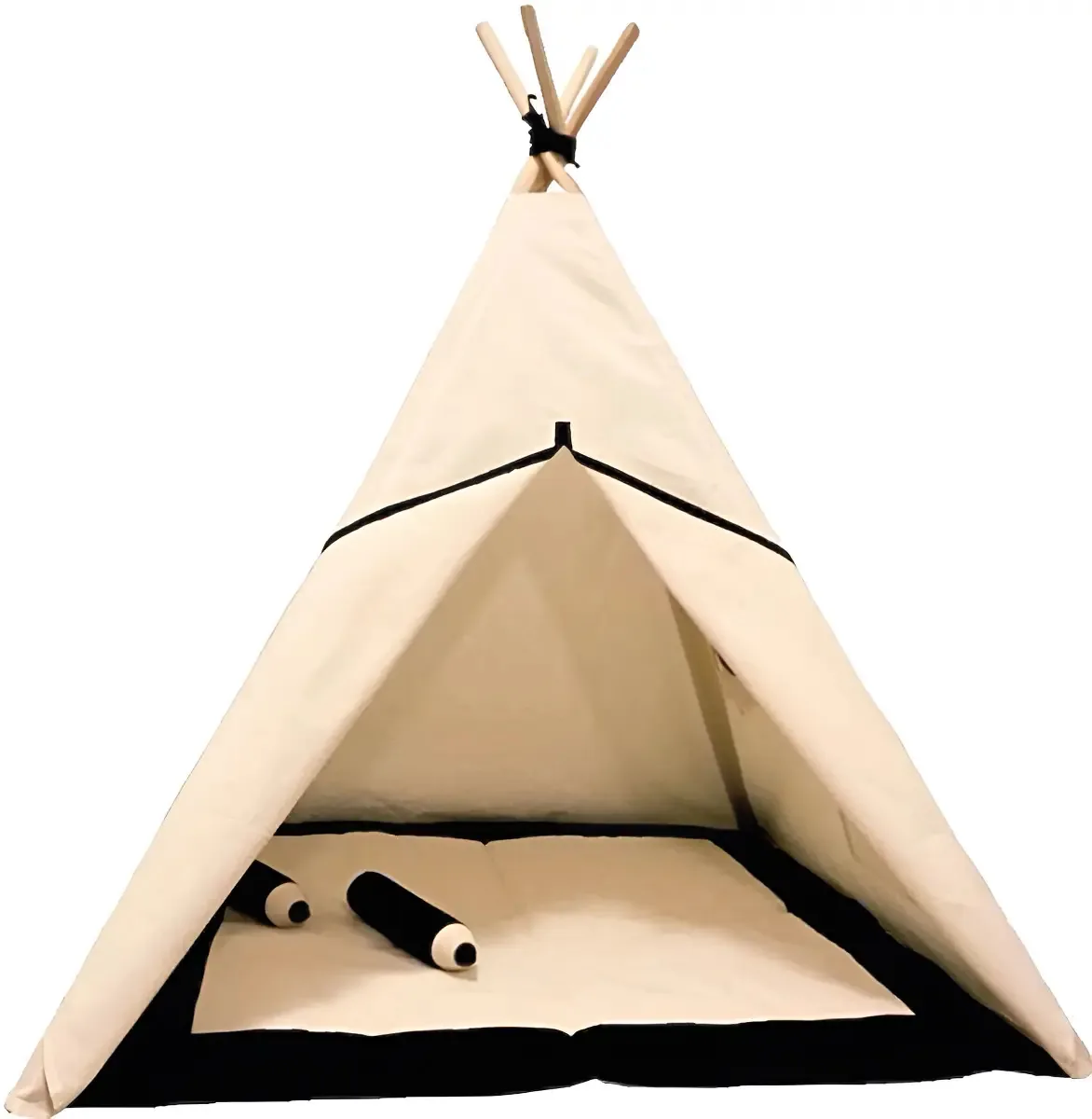 Cabana Teepee Infantil+tapete Acolchoado Preto 135x90x90cm