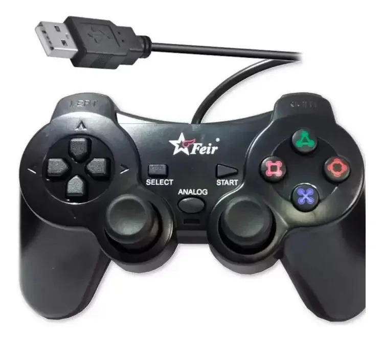 2 Controles Joystick Manete Com Fio Ps2 Feir