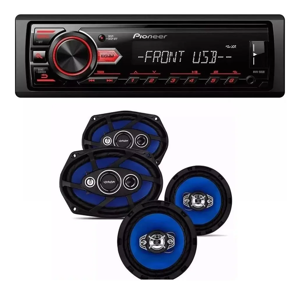 Som Automotivo Pioneer Mvh Mais Par Auto Falantes Quadraxial