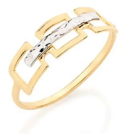 Anel Liso Com Quadrados Vazados Rhodium